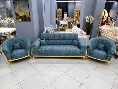 Luxurious Teal Velvet Sofa Set