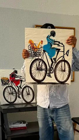 African Art Prints of People on Bicycles