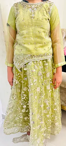 Traditional Green Ethnic Dress for Girls