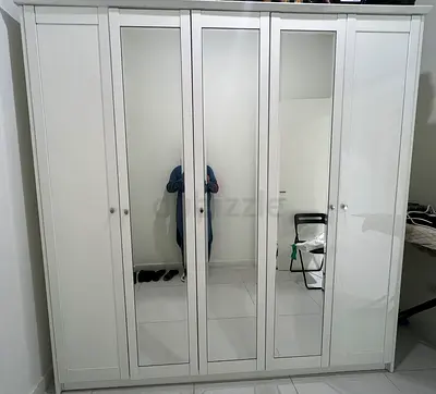 Elegant White Wardrobe with Mirror
