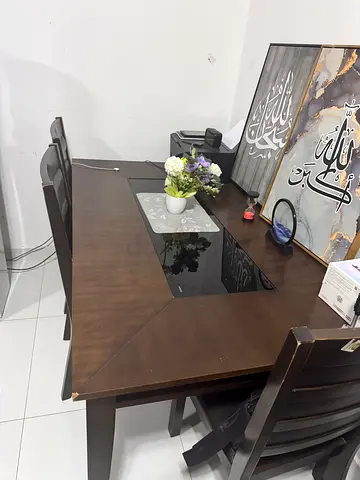 Elegant Brown Dining Table with Chairs