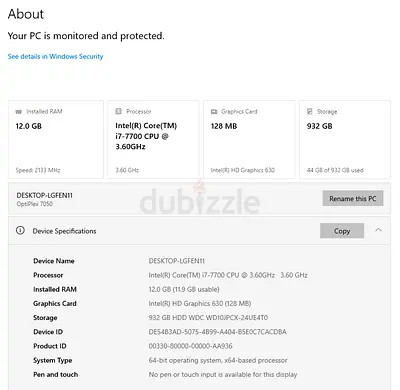 Dell OptiPlex 7050 Desktop Computer