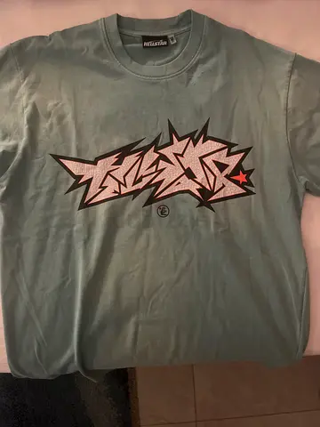 Hellstar cracked logo print T-Shirt (Washed Teal)