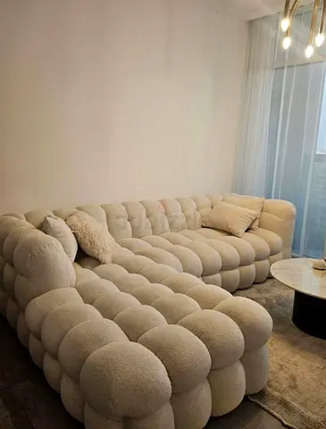 Plush White Boucle Sofa