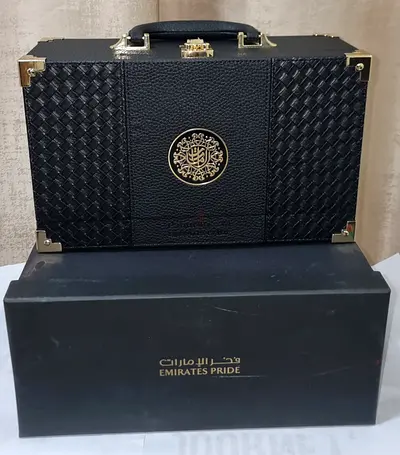 A suitcase empty of perfume is for sale