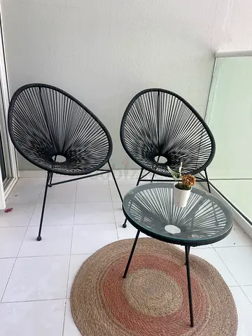 Stylish Acapulco set -2 Chairs with 1 round glass table