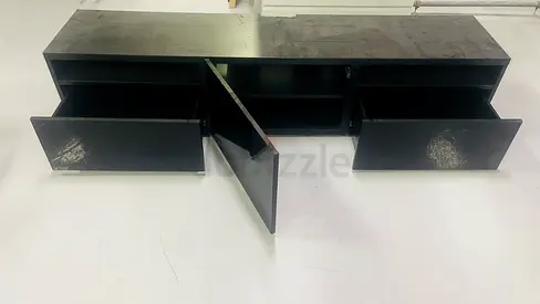 Modern Black TV Stand with Storage Drawers