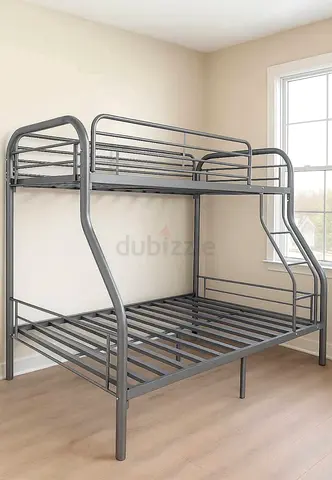 Sturdy Bunk Bed Frame in Metallic Gray