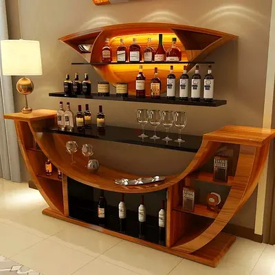 Stylish Modern Bar Table with Shelves