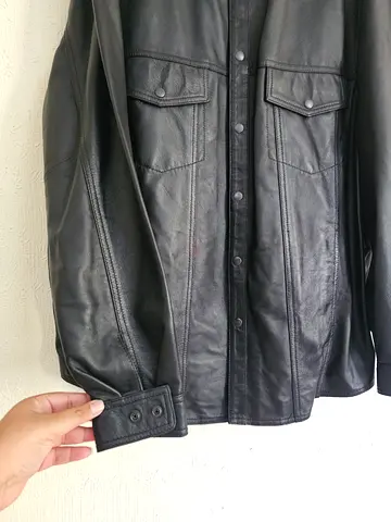 Black Genuine Leather Jacket for Bikers - New - Inside out
