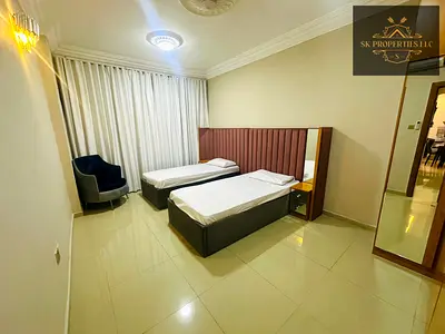 Modern stylish design furnished 3 bedroom apartment 🔥 prime location 🔥 Near Majaz Park 🔥 family friendly living area 🔥 open kitchen and balcony 🔥parking lot