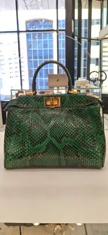 Stylish Green Snakeskin Handbag