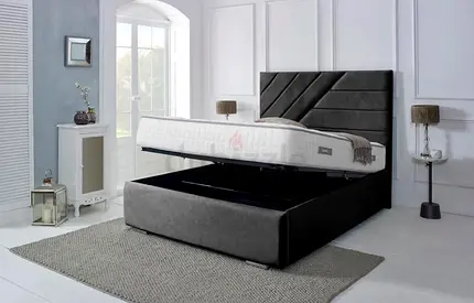Luxury Queen size fully customisable bedframe in soft Valvet Fabric Storage can be installed