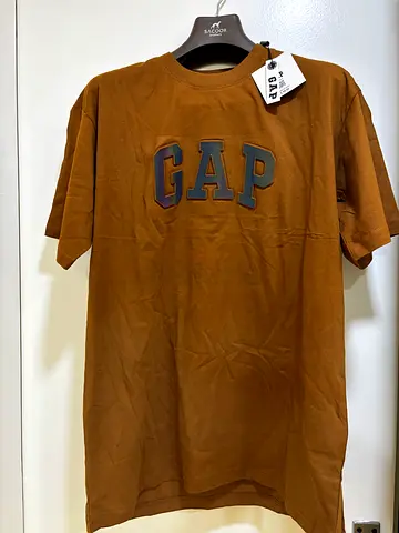 GAP Men’s Cotton T-Shirt – Brown Logo Tee – Size L – New With Tag