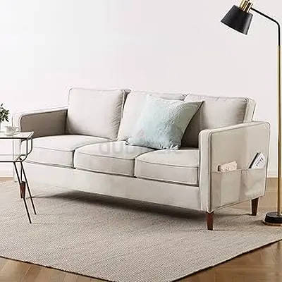 Sand gray linen  3 seater pocket holder sofa