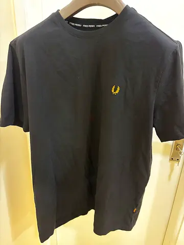 Fred Perry Men’s Cotton T-Shirt – Black Laurel Logo Tee – Size L