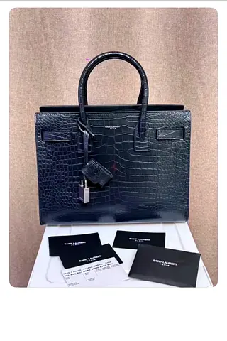 Authentic Saint Laurent Crocodile  Dubai Embossed Handbag