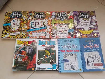 Exciting Collection of Dragon Ball Z/Super Manga, Tom Gates, and Diary of a wimpy kid.
