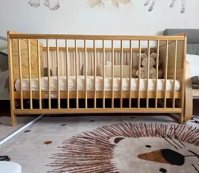 Wooden Baby Crib with Mattress - Kinder Valley (brand new, never used)