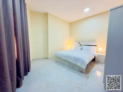 For monthly rent: Luxurious furnished one-bedroom apartment with living room, including utilities and internet - Hotel cleaning services - Ajman
