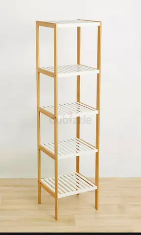 Tall White Wooden Shelf Unit
