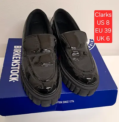 Clarks Black Patent Loafers Size US 8