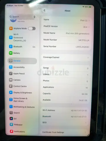 Apple iPad mini 6 (2021) - Grey, 64GB, Pre Owned