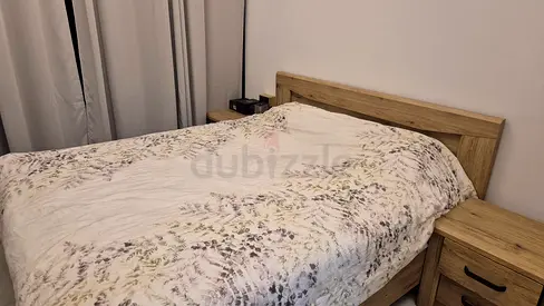 Simple Wooden Bed Frame super king size with Bedside Tables