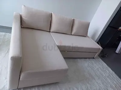 Comfortable Beige Sectional Sofa with Storage