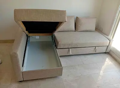 Ikea L Shape Sofa cum bed with big storage in L