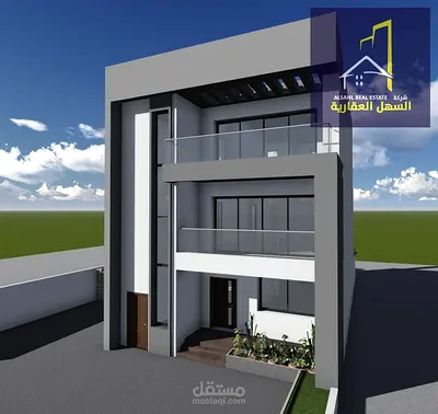 مبنى تجاري 3 طوابق على شارعين بمساحات مرنة