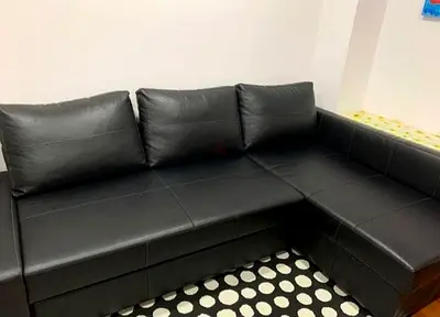 Modern Black Leather Sofa bed