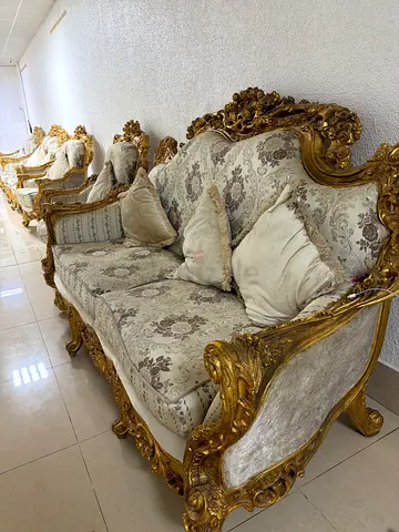 Elegant Gold Trimmed Sofa Set