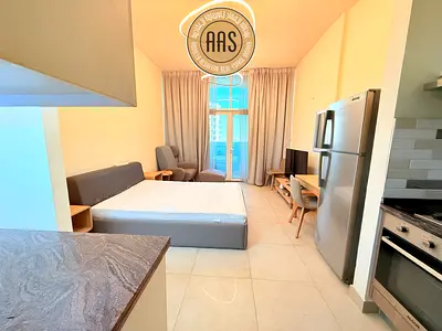 Chiller free spacious studio with kitchen appliances fully furnished in al furjan Dubai