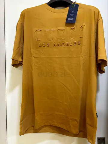 Guess Men’s Cotton T-Shirt – Mustard Logo Tee – Size XL – New With Tag