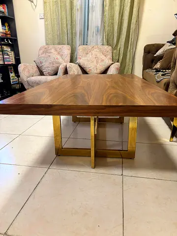 Stylish Wooden Coffee Table with Gold Legs