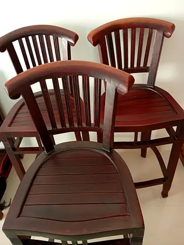 Set of Three Wooden Bar Stools