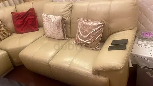 Comfortable Bedge Color Leather Sofa