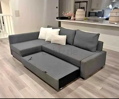 Elegant L-shape sofa bed, both side fitting option, strong frame, soft cushions, perfect combination