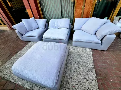 Marina home feather filled modular sofa with footstool