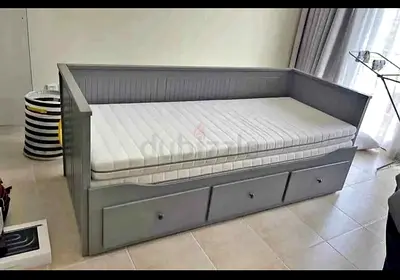 Grey Day Bed with Storage Elegant grey color day bed with storage space, soft cushions, durable fram