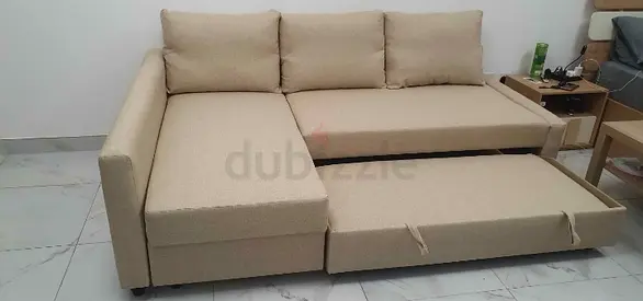 L-shaped Sofa Bed Beige Color