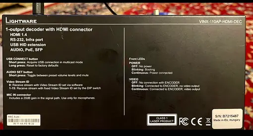 •	AV over IP
	•	HDMI over LAN
	•	Digital Signage
	•	Conference Room System
	•	Lightware VINX Series
