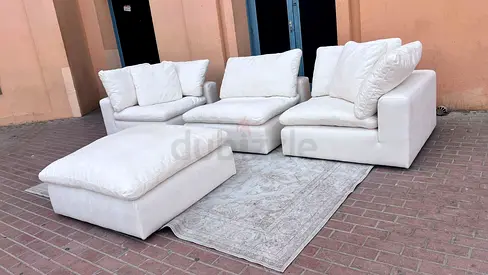 Marina home feather filled modular sofa with footstool