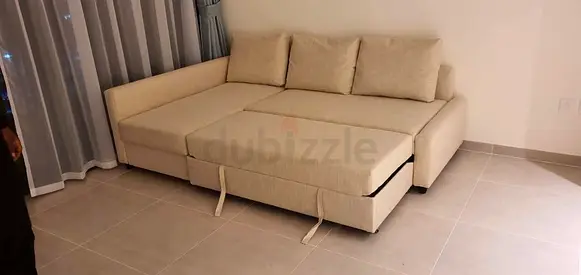 Premium L-shape sofa bed with reversible chaise (left or right), modern look, strong base, perfect