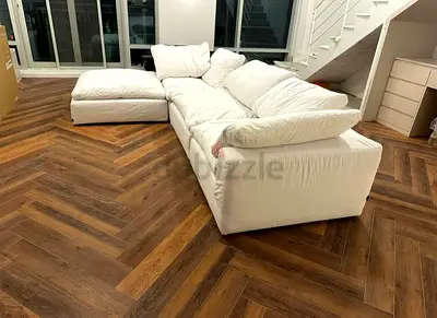 Marina home feather filled sofa with footstool