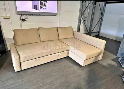 Stylish Beige Corner Sofa with Storage