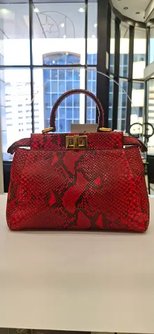 Stylish Red Snakeskin Handbag