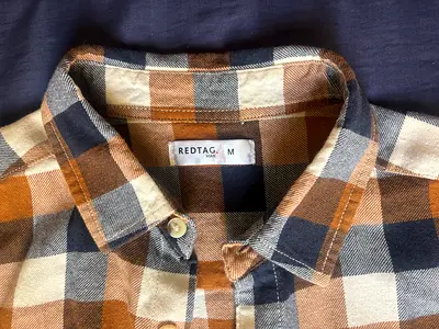 Mens Brown and Blue Checkered Shirt