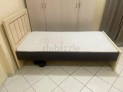 Single Bed with Headboard and side table and mattress